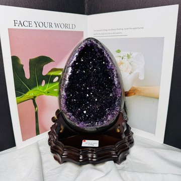 真的美啊！3.53kg 頂級烏拉圭 拋光皮 紫水晶恐龍蛋晶洞ESPa++♥️紫水晶洞 紫晶洞 水 A1797