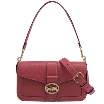 COACH 5493 Georgie 馬車LOGO荔枝紋兩用酒神包.玫粉