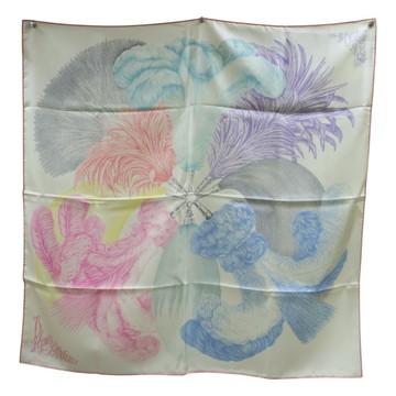 HERMES 愛馬仕 黃色 絲綢 Plumets et Panaches Carre 方巾 90x90 【二手名牌BRAND OFF】