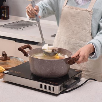 【樂天精選】肴尚麥飯石熬湯鍋不粘鍋煮粥鍋燜鍋家用燃氣灶電磁爐適用泡面鍋