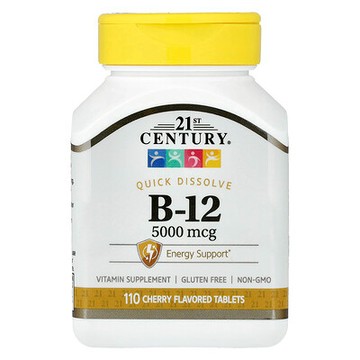 21st Century, B-12，櫻桃味，5000 微克，110 片