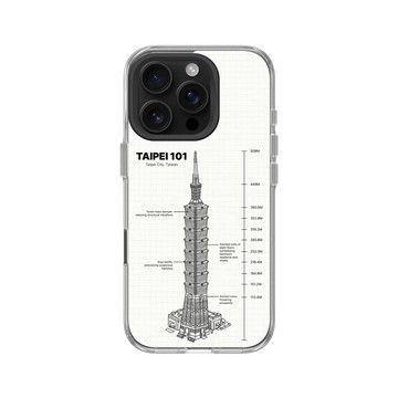 iPhone 16 Pro Clear Case（相機按鈕） 透明 - 台北101 - 台北101-建築圖紙