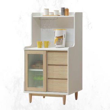 文創集 愛楓木2.7尺推門三抽中高餐櫃-81x45x136-cm免組