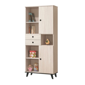 文創集 米砂2.7尺二門二抽右開門書櫃-80x40x191cm免組