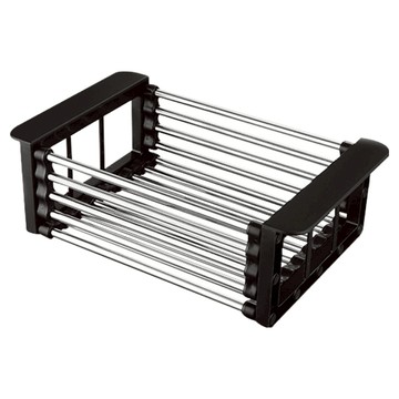 FAmILyLIFE 生活 不鏽鋼可伸縮廚房瀝水置物架 M號  1個  黑色  1層