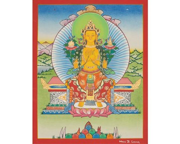 彌勒未來覺悟者唐卡藏傳大師繪畫