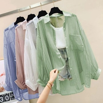 🔥臺灣出貨🔥防曬衣服女開衫薄款外套2025年夏季大碼新款雪紡襯衫韓版氣質寬鬆 J7XG