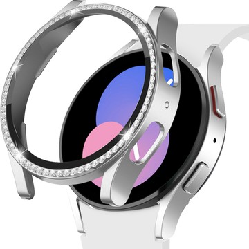 Itslife Galaxy Watch 水鑽鋼化玻璃全包覆保護殼  銀  1個  Galaxy Watch 5 40mm