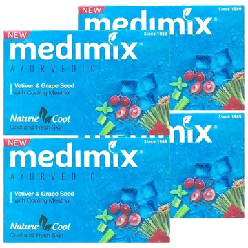 medimix 台灣公司貨 印度藍寶石皇室藥草浴 美肌皂 沁涼岩蘭草  125g  4個