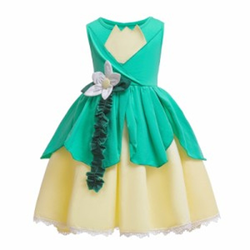 子供ディズニープリンセス キッズ Tiana ワンピース カエルの王女 プリンセスドレス 子どもドレス プリンセス 通販 Lineポイント最大1 0 Get Lineショッピング
