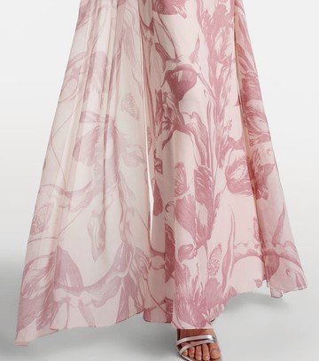 Erdem Draped floral silk voile gown