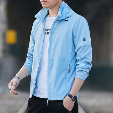阿迪防曬衣男防紫外線防曬服男超薄冰絲皮膚衣連帽可卸帽大碼風衣