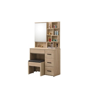 【H&D東稻家居】2.67尺開門鏡台(含椅)/化妝台(TJS1-07372)