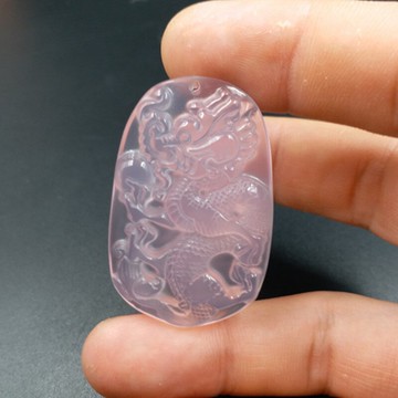 天然玉石a貨冰種粉玉髓龍掛件 玉髓生肖龍吊墜玉石龍牌廠家直銷