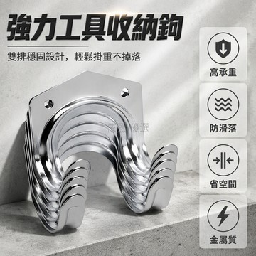 桃園出貨 30絲加厚金屬鍍鉻多槽口弧形掛鈎 牆壁工具房專用收納固定鉤子