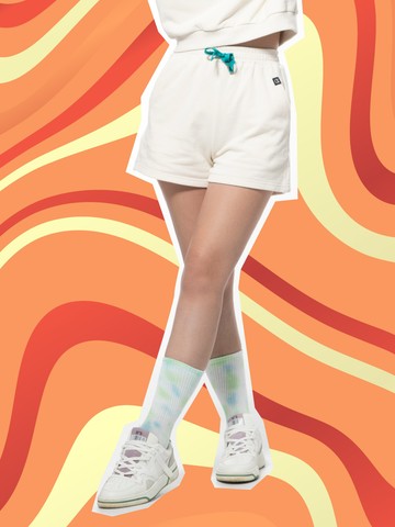 撞色基本修身休閒短褲