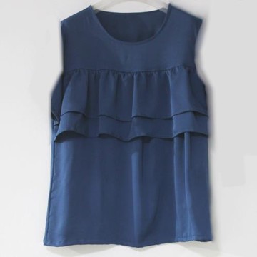 防走光上衣棉綢無袖睡衣純色背心大碼人造棉打底衫百搭寬松居家女