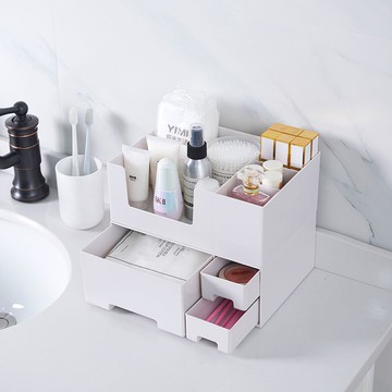 潔佰惠化妝品收納盒抽屜式桌面梳妝臺化妝盒面膜口紅收納置物架