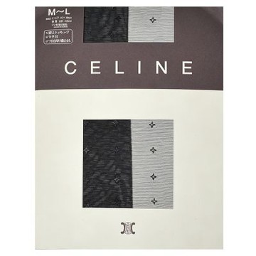 CELINE 賽琳品牌經典繽紛凱旋圖騰LOGO花紋褲襪(深灰黑/M-L)