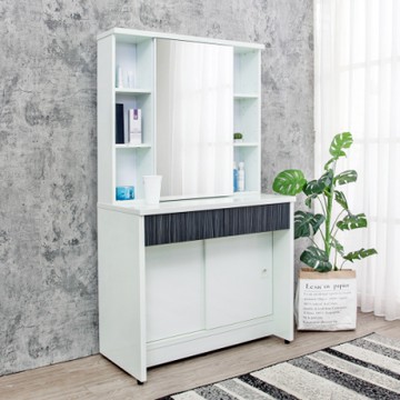 Birdie南亞塑鋼-2.9尺塑鋼化妝桌/鏡台/梳妝台(鐵刀木色)-86x45x156cm