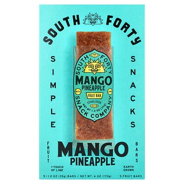 South Forty Snack Company, 果乾棒，芒果菠蘿 + 少許酸橙，5 根，每根 1.2 盎司（35 克）