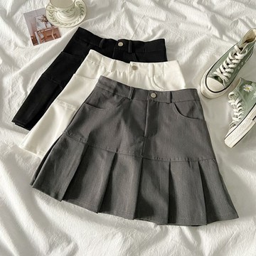Plump 100kg內可穿 大尺碼女裝 夏裝 百褶裙 高腰 防走光 蓬蓬裙 短裙 顯瘦 A字包臀裙 半身裙