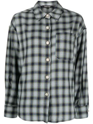 tout a coup - checked long-sleeve shirt - women - Rayon/Polyester - M - Blue
