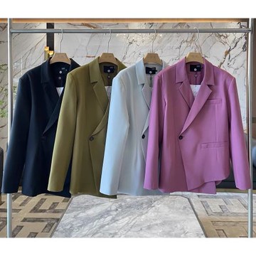 春季不規則西裝外套巨顯白韓版高級感小眾寬松上衣 胖MM大碼