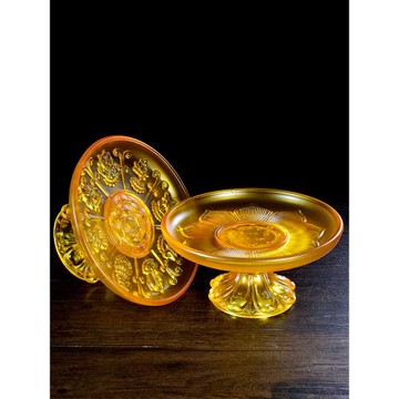 佛具仿琉璃八吉祥蓮花果盤佛堂佛前供佛貢品水果供盤果碟室內復古