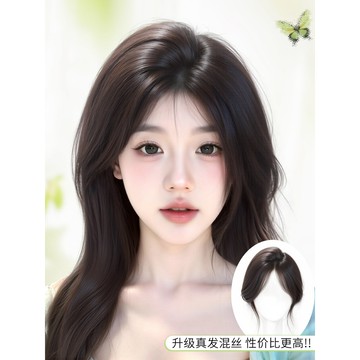 劉海假髮女頭頂補髮增髮量前額自然隱形蓬鬆高顱頂真髮無痕假劉海日係假髮 女生網紅全頭套 整頂式假髮 顯白顯臉小 長捲髮假髮