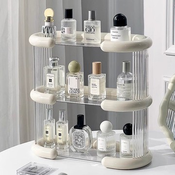 香水整理神器梳妝臺護膚品桌面收納盒透明亞克力口紅化妝品置物架 z8092