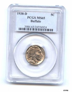 アンティークコイン NGC PCGS 5C PCGS- MS 65- BUFFALO NICKEL 1938-D