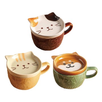 甜點盤陶瓷杯-三花貓/橘貓/柴犬