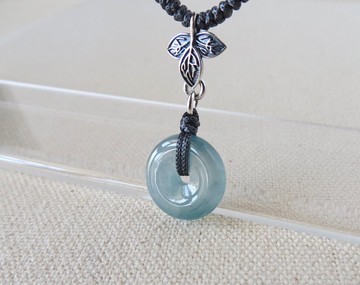 本命年【歲歲平安】冰藍雪花棉翡翠絲光編織項鍊*SF07*招財、開運