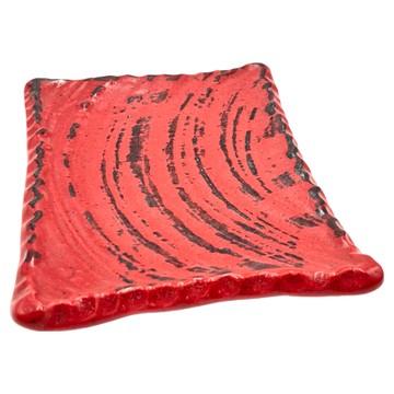 赤樂串物皿 陶瓷材質 碗盤杯碟適用溫度-30°C~100°C 日本產  紅色  17.5 x 13 x 2cm  1個