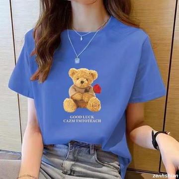 大尺碼上衣 重磅純棉 100%純棉短袖 短袖上衣 大碼女裝 短袖T恤女 卡通印花T桖 吸汗透氣不起球 寬鬆遮肚 多色可選