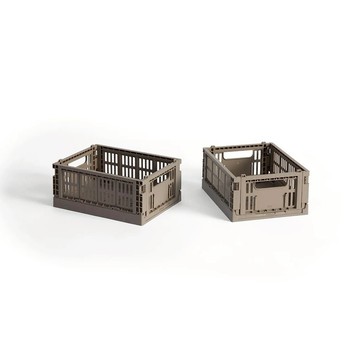 【HAY丹麥當代家居設計】Colour Crate Mini - Set of 2 / 收納籃 - 暖灰
