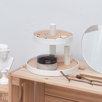 【Sim'n Coz】雙層木紋飾品收納盤(白)