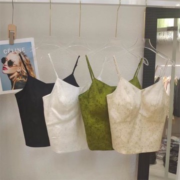 細肩帶真絲提花吊帶背心女2024春夏新款國風拉鏈顯瘦新中式背心