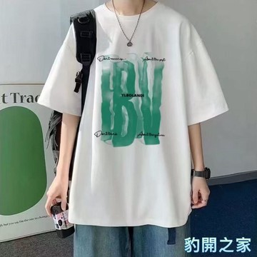 【豹開之家】純棉短袖 男生t恤 夏季衣服 五分袖 短t 情侶t 印花t 大學t 休閒T恤 韓版男裝 寬鬆圓領上衣T581