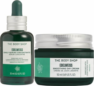 【THE BODY SHOP】雪絨花漾顏雙星組(活顏素-30ML*1 修護霜/澎潤霜-50ML 任1)