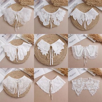 百搭刺繡蕾絲裝飾歐根紗假領子