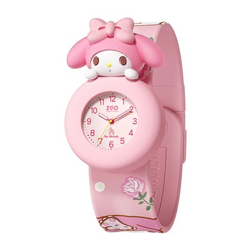 超人氣卡通 - 日本機芯防水夜光兩用兒童拍拍錶-卡通人物美樂蒂-粉色 (32mm)