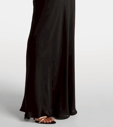 Saint Laurent Lace-trimmed silk charmeuse gown