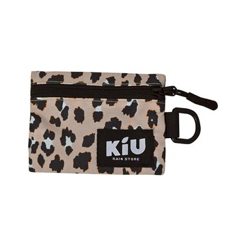 日本KIU 283-511 奶茶豹紋 戶外活動必備~快速取物透明窗, D型環, 防水卡包/零錢包
