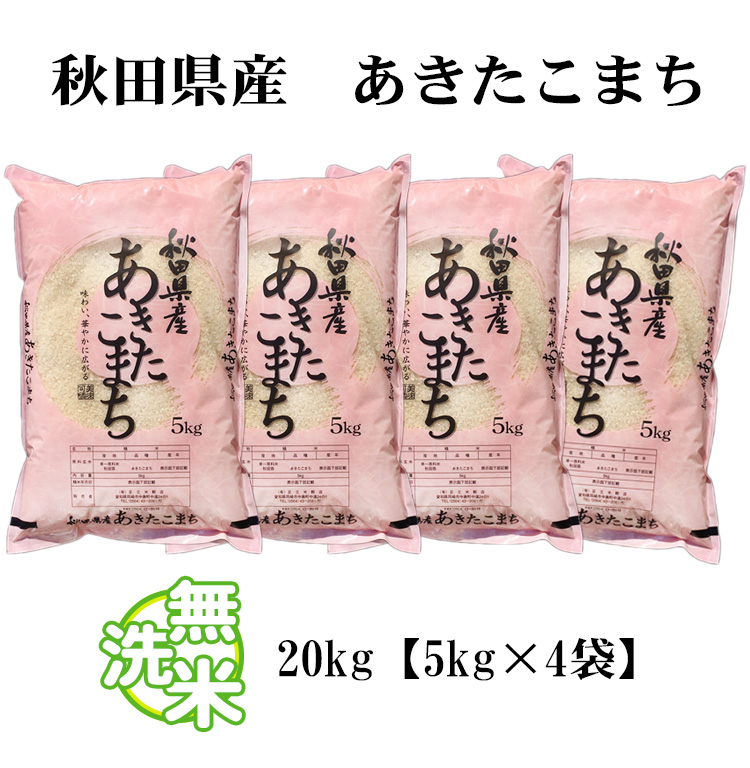 新米 無洗米 20kg 送料無料 あきたこまち 5kg×4袋 秋田県産 令和5年産 あきたこまち お米 20キロ 安い 送料無料