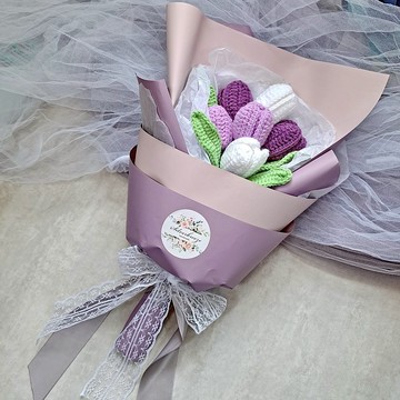 鬱金香手鉤花束 情人節 畢業禮物 母親節 閨蜜 家居擺設CRF-008B