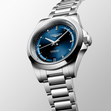 LONGINES浪琴 征服者系列 經典真鑽 機械腕錶 34mm/L34304976