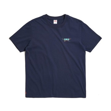 EDWIN 男款 夏日印花短袖T恤 (丈青色) #上衣