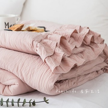 ♡Peachlife.♡「台灣現貨」公主風荷葉邊涼被 女孩春夏季薄被子 超柔軟木耳邊被子 質感涼被 柔軟涼被 荷葉邊